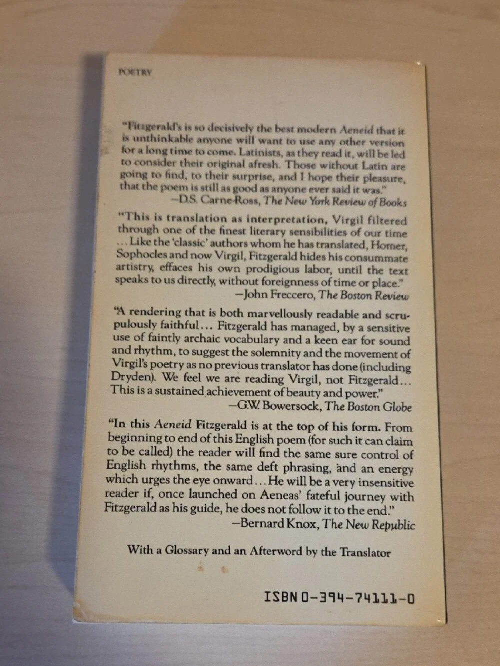 Robert Fitzgerald Translation of The Aeneid by Virgil